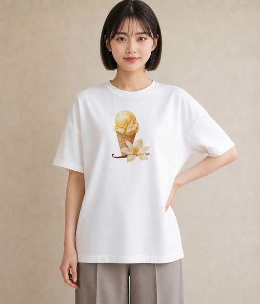 Tシャツ レディース アイス 食べ物 フード イラスト シック 休日 ペアコーデ 白T YMAZO