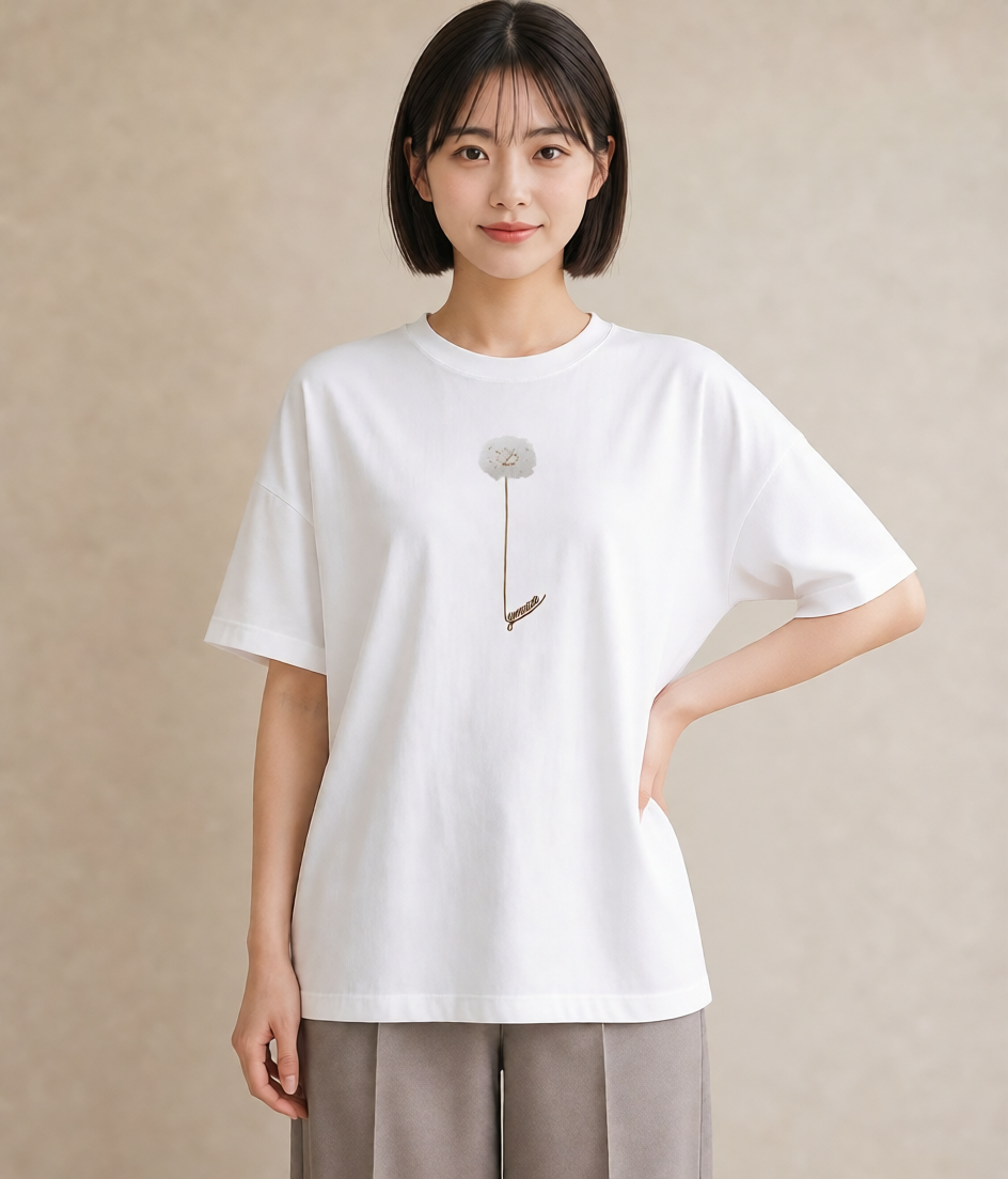プリントTシャツ レディース たんぽぽ 花 花柄 イラスト シック 春コーデ 姉妹 白T YMAZO