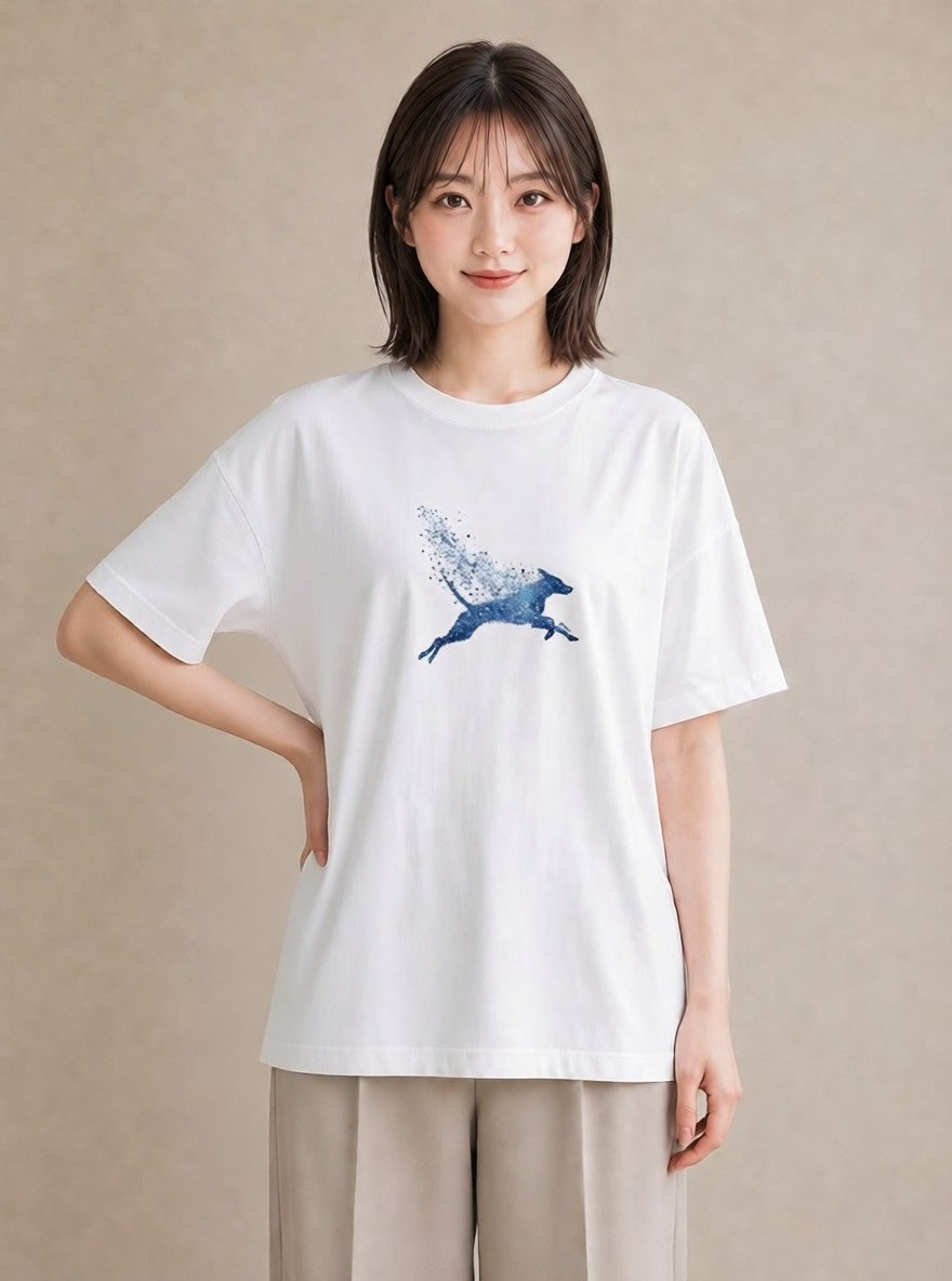 デザインTシャツ レディース 水瓶座 星空 宇宙 イラスト ミニマル 在宅 公園 白T YMAZO