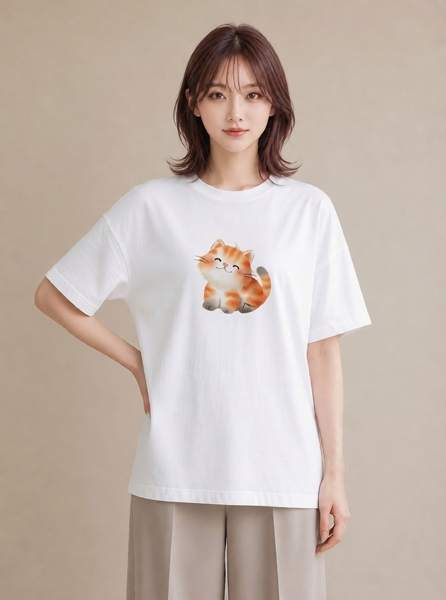 半袖Tシャツ レディース ラグドール 猫 ねこ イラスト レトロ 旅行用 海 白T YMAZO