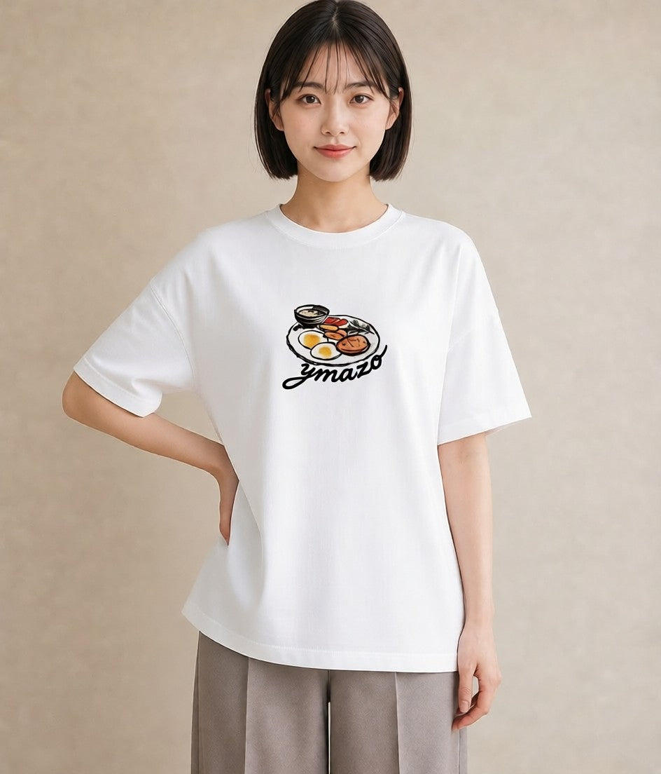 グラフィックTシャツ レディース どら焼き 食べ物 フード イラスト シック 女性向けギフト 散歩 白T YMAZO