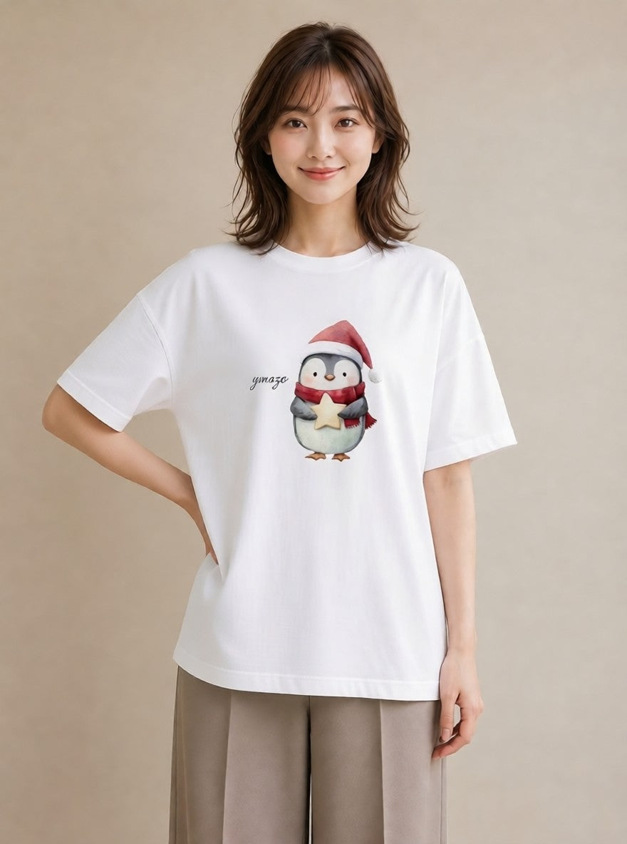 グラフィックTシャツ レディース コウテイペンギン 動物 アニマル イラスト ボタニカル デート 帰省 白T YMAZO