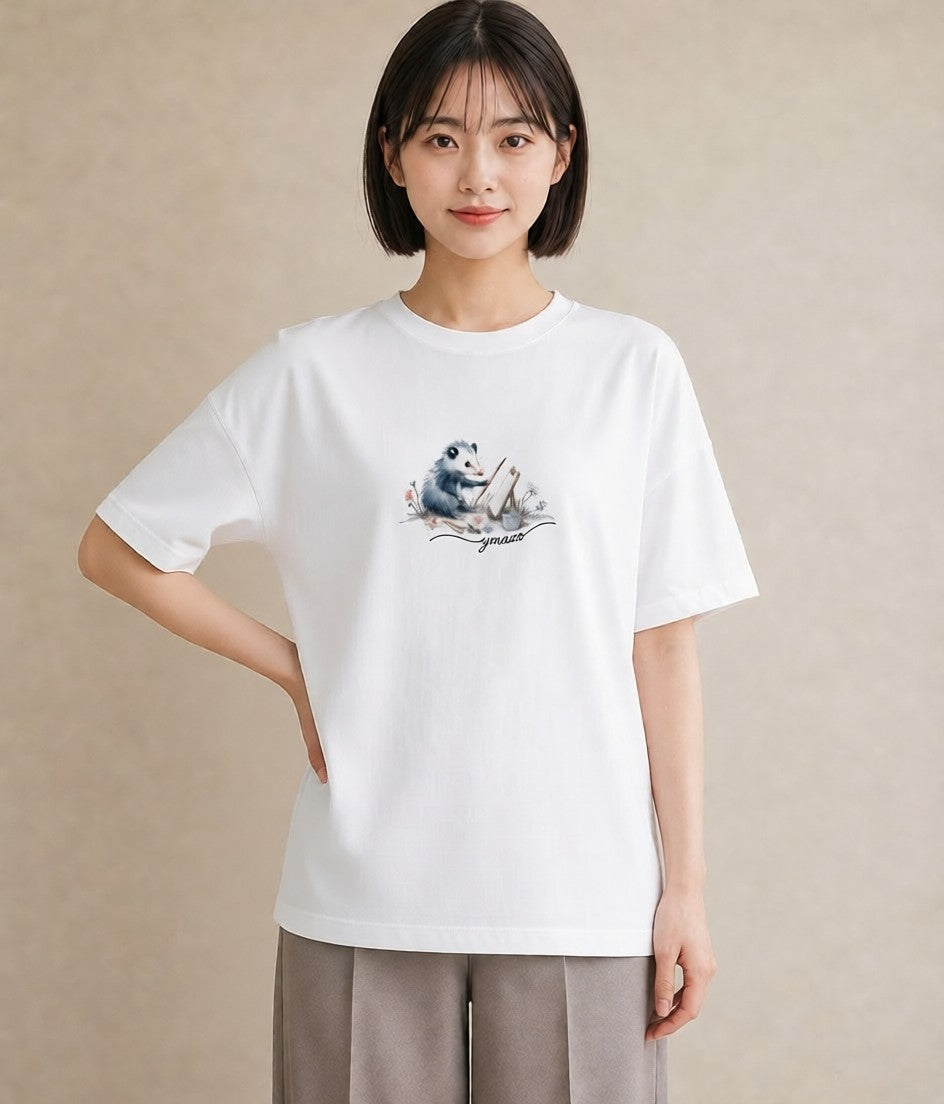 デザインTシャツ レディース ロボロフスキー ペット 動物 イラスト 韓国風 カジュアルコーデ 買い物 白T YMAZO