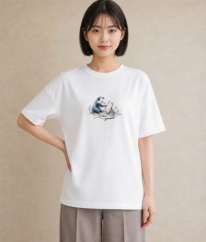デザインTシャツ レディース ロボロフスキー ペット 動物 イラスト 韓国風 カジュアルコーデ 買い物 白T YMAZO