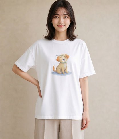 デザインTシャツ レディース 犬 いぬ イラスト ミニマル デート 帰省 白T YMAZO