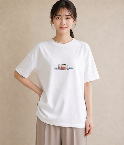 Tシャツ レディース 雨上がりのベンチ ベンチ ナチュラル アンティーク イラスト 週末コーデ 敬老の日 白T YMAZO