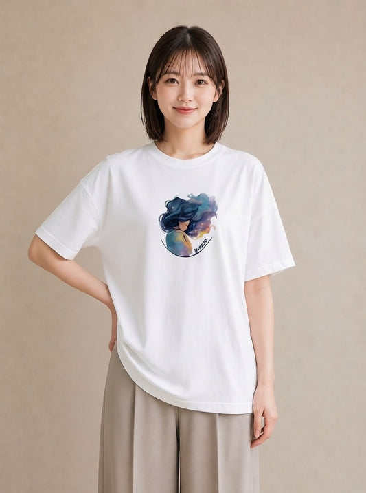 半袖Tシャツ レディース 獅子座 星空 宇宙 イラスト 抜け感 ギフト 母の日 白T YMAZO