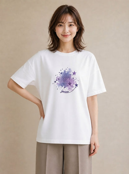 グラフィックTシャツ レディース 牡羊座 星空 宇宙 イラスト ポップ デート 帰省 白T YMAZO