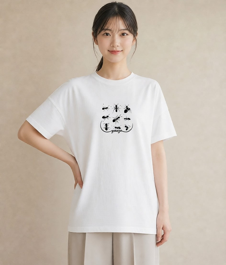 Tシャツ レディース アリ 昆虫 虫 イラスト 可愛い 女性 旅行用 白T YMAZO