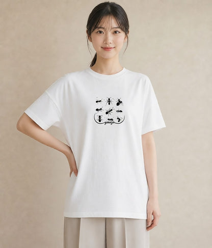 Tシャツ レディース アリ 昆虫 虫 イラスト 可愛い 女性 旅行用 白T YMAZO