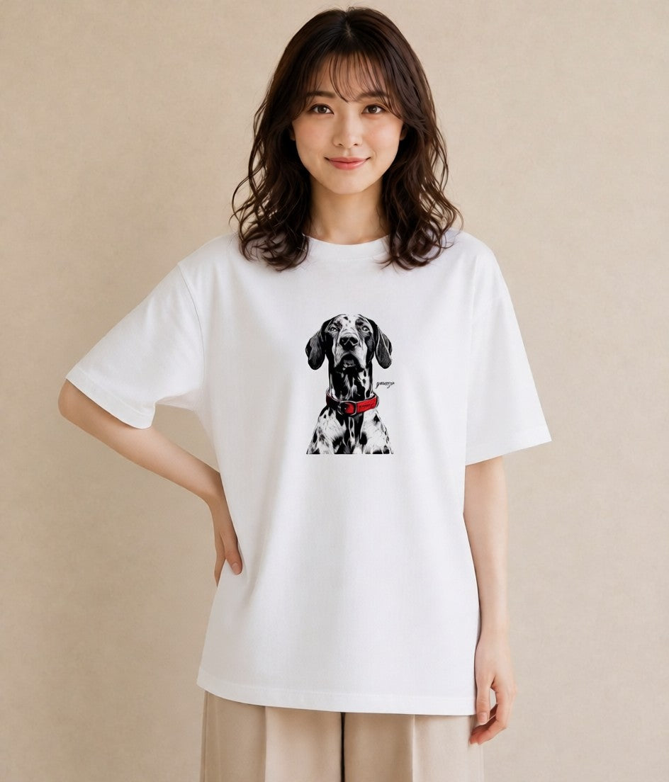 デザインTシャツ レディース ダルメシアン 犬 いぬ イラスト ニュアンス 敬老の日 ホワイトデー 白T YMAZO
