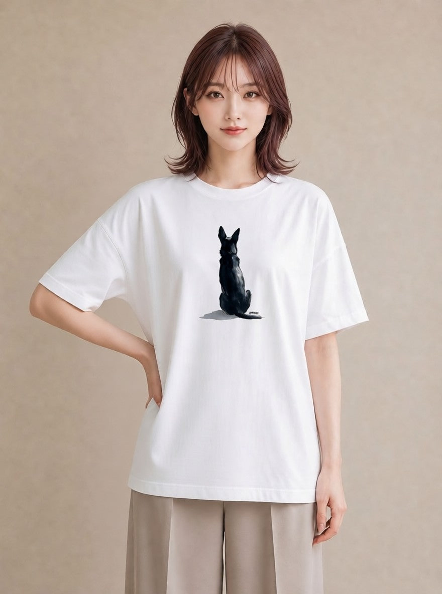 グラフィックTシャツ レディース 犬好き 犬 いぬ イラスト レトロ 自分用 ルームウェア 白T YMAZO