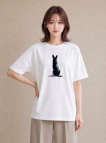 グラフィックTシャツ レディース 犬好き 犬 いぬ イラスト レトロ 自分用 ルームウェア 白T YMAZO