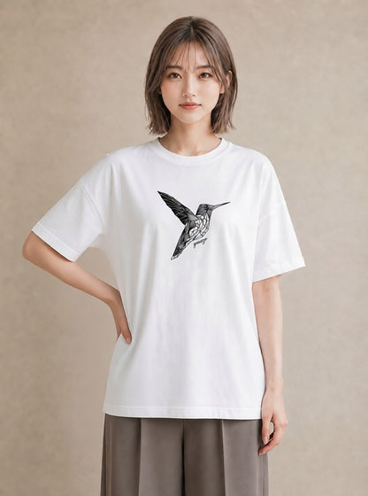 デザインTシャツ レディース 折り鶴 折り紙 ナチュラル アンティーク イラスト レトロ カフェ巡り 女子会 白T YMAZO