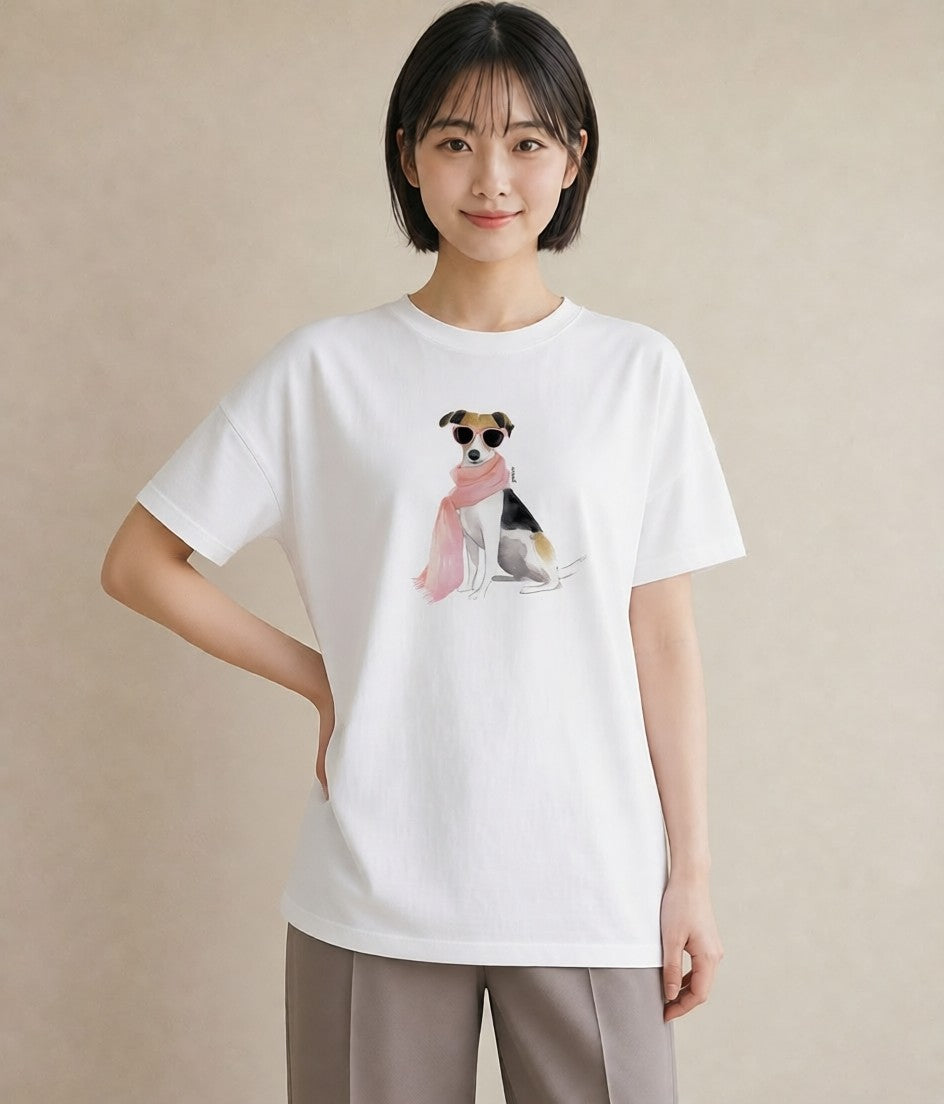プリントTシャツ レディース 保護犬 犬 いぬ イラスト ヴィンテージ風 休日 ペアコーデ 白T YMAZO