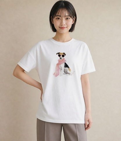 プリントTシャツ レディース 保護犬 犬 いぬ イラスト ヴィンテージ風 休日 ペアコーデ 白T YMAZO