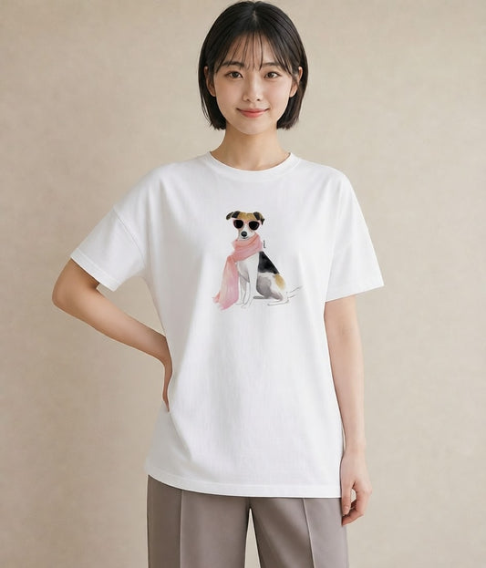 プリントTシャツ レディース 保護犬 犬 いぬ イラスト ヴィンテージ風 休日 ペアコーデ 白T YMAZO