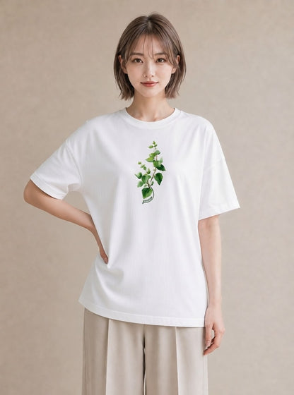 プリントTシャツ レディース ハーブ 植物 ボタニカル イラスト レトロ お揃い 親子 白T YMAZO
