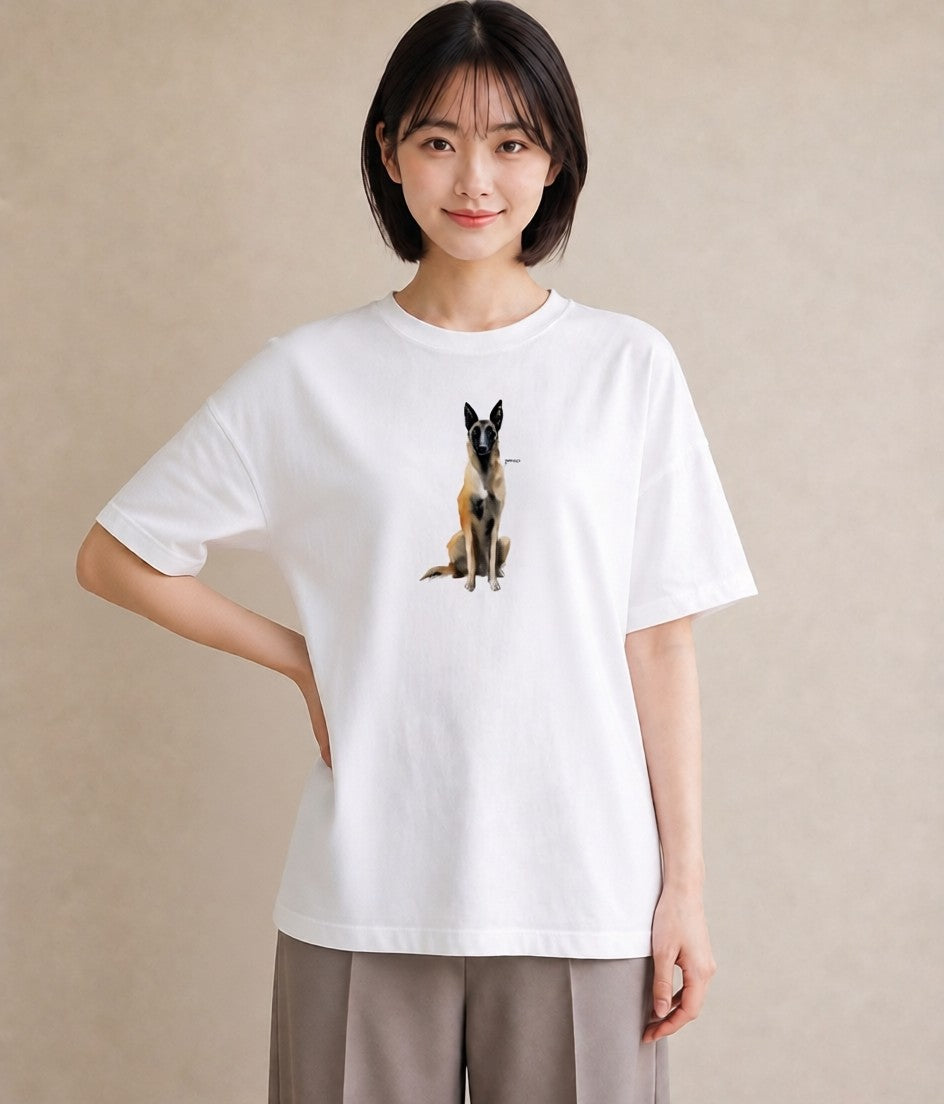 Tシャツ レディース ジャーマンシェパード 犬 いぬ イラスト 上品 送別ギフト 通勤 白T YMAZO