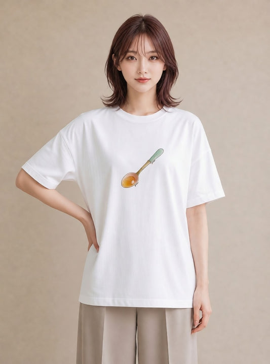 Tシャツ レディース パフェ 食べ物 フード イラスト きれいめカジュアル 誕生日プレゼント 綿100 白T YMAZO