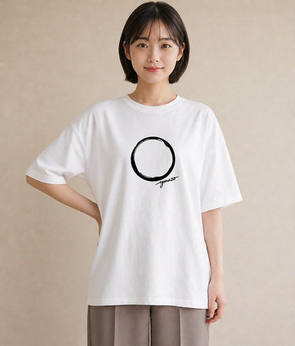グラフィックTシャツ レディース 手鏡 アンティーク レトロ ナチュラル イラスト シック 春服 ミセス 白T YMAZO