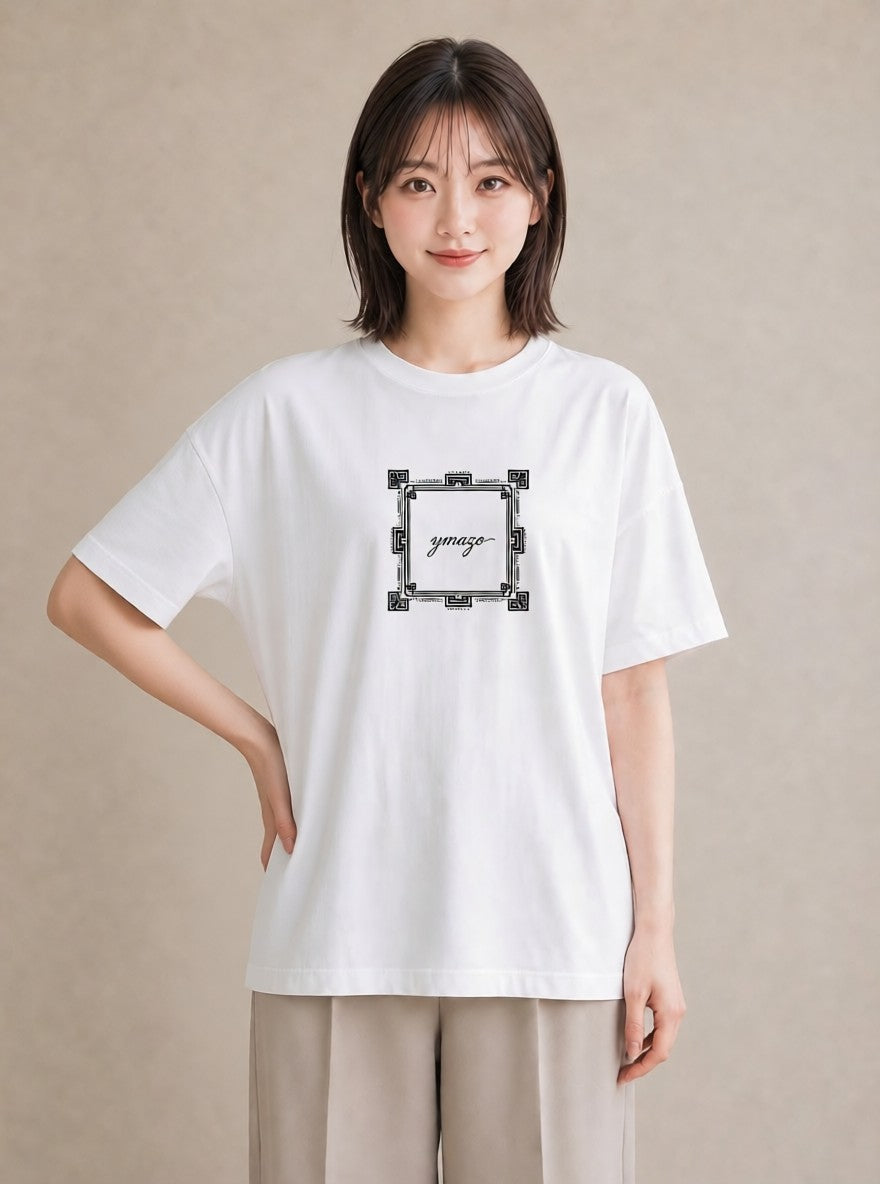 デザインTシャツ レディース レースハンカチ レース ハンカチ ナチュラル アンティーク イラスト ラフカジュアル レイヤード 友達ギフト 白T YMAZO
