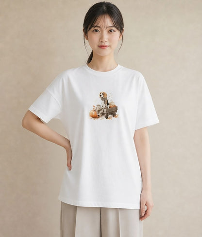デザインTシャツ レディース ビーグル 犬 いぬ イラスト ナチュラル 敬老の日 ホワイトデー 白T YMAZO