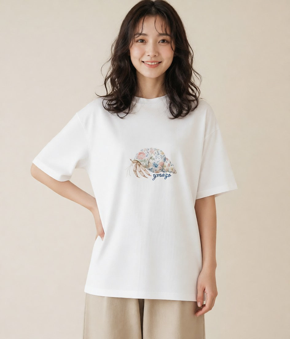 デザインTシャツ レディース ダンゴムシ 昆虫 虫 イラスト 線画 買い物 夏コーデ 白T YMAZO