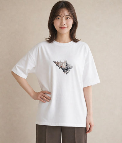 Tシャツ レディース カブトムシ 昆虫 虫 イラスト お洒落 綿100 デート 白T YMAZO