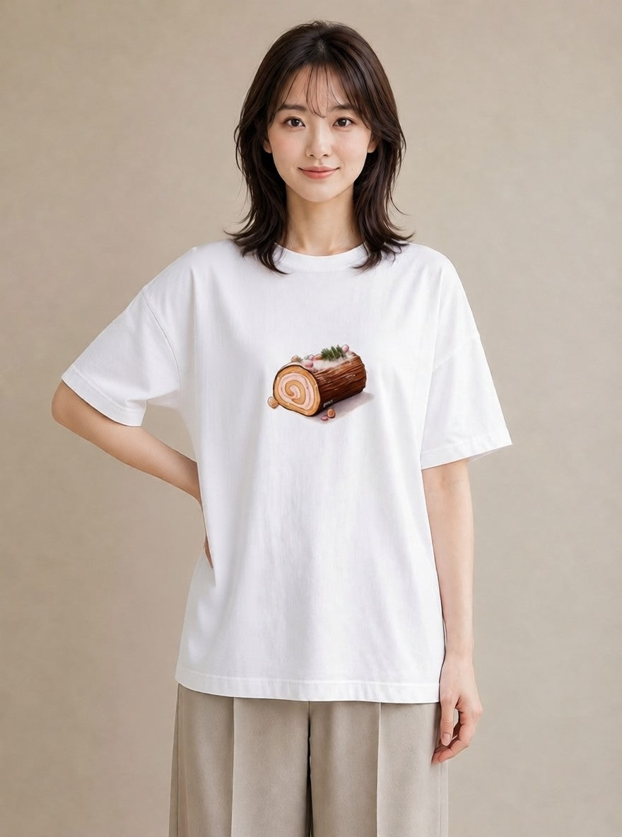 半袖Tシャツ レディース チョコ 食べ物 フード イラスト ポップ 散歩 お出かけ 白T YMAZO
