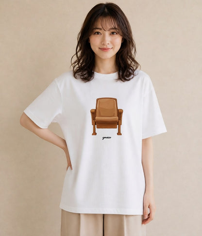 グラフィックTシャツ レディース 窓辺の椅子 窓辺 椅子 ナチュラル アンティーク イラスト 社会人 女性 白T YMAZO