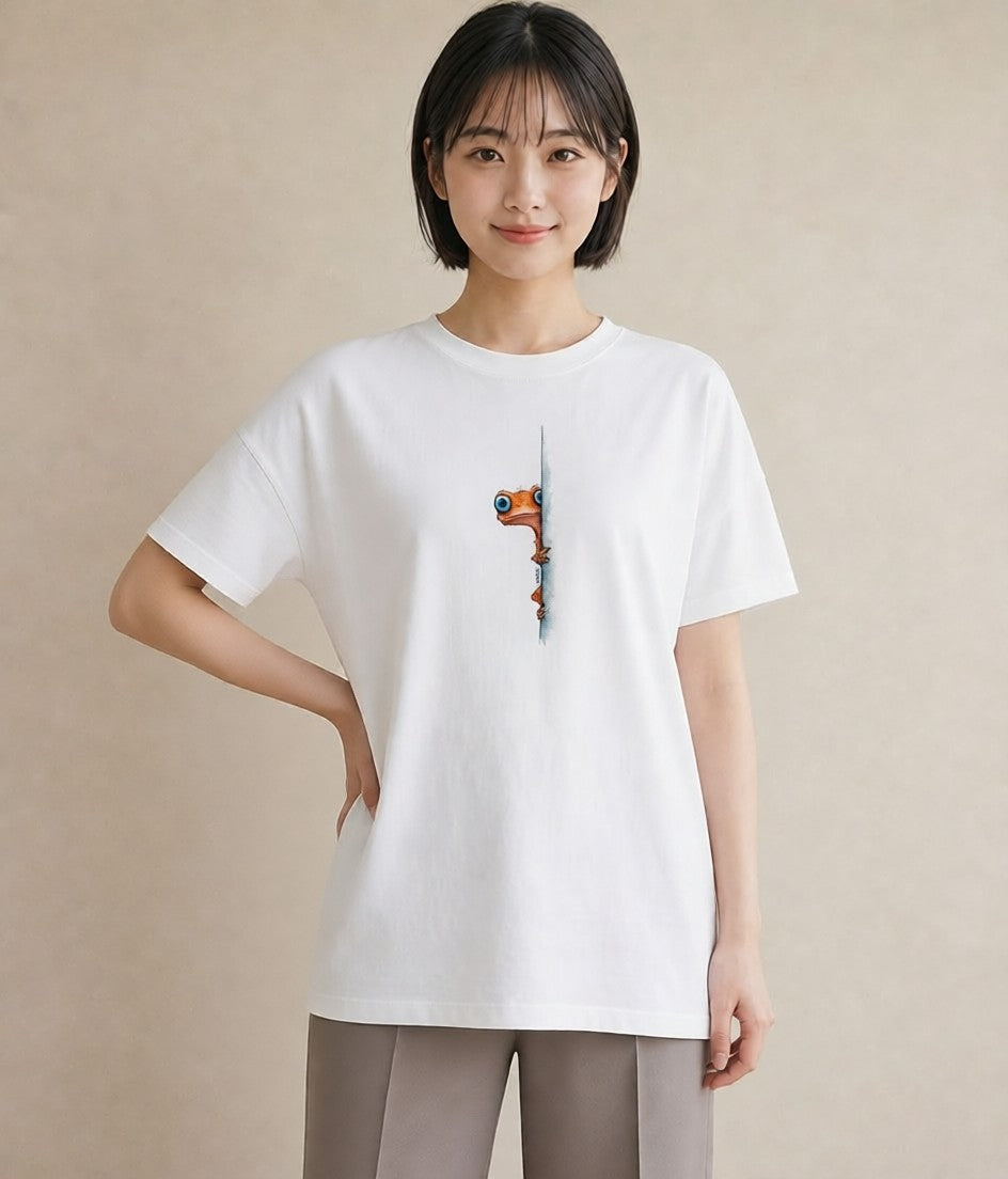半袖Tシャツ レディース カエル ペット 動物 イラスト 水彩風 友達ギフト 部屋着 白T YMAZO