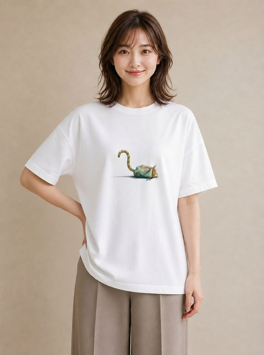 グラフィックTシャツ レディース サビ猫 猫 ねこ イラスト レトロ 社会人 女性 白T YMAZO