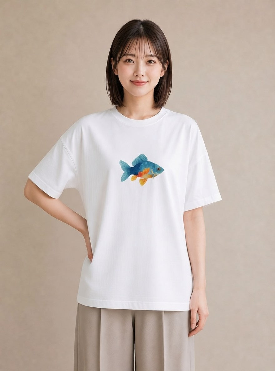 Tシャツ レディース カクレクマノミ 海の生き物 海 イラスト レトロ クリスマス 旅行 白T YMAZO