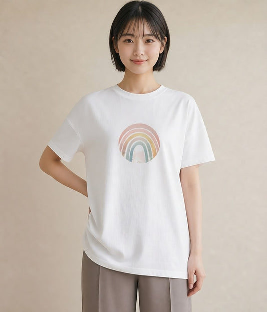 プリントTシャツ レディース オーロラ 星空 宇宙 イラスト ユニーク 女子会 お揃い 白T YMAZO
