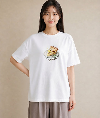 半袖Tシャツ レディース クロワッサン 食べ物 フード イラスト 抜け感 お出かけ 普段着 白T YMAZO