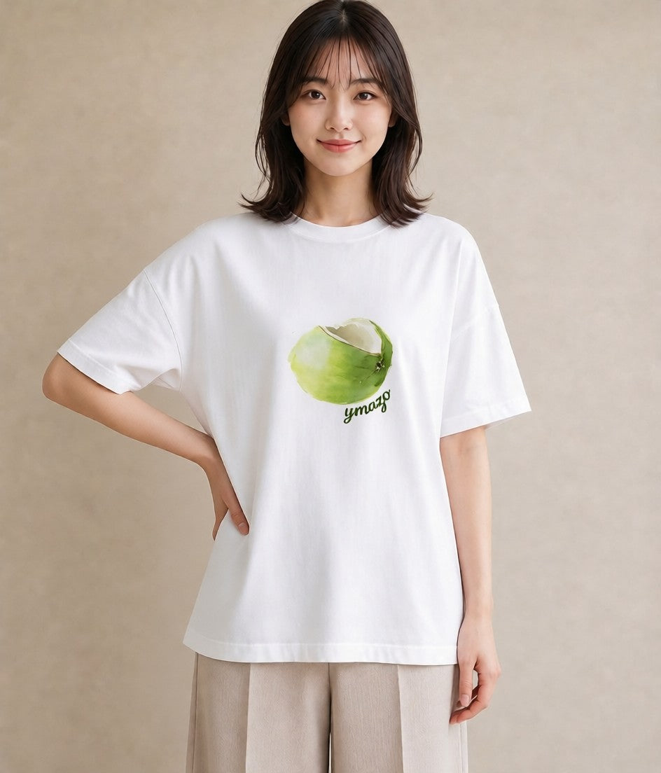 グラフィックTシャツ レディース おにぎり 食べ物 フード イラスト 韓国風 親子 20代 白T YMAZO