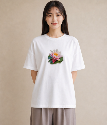 半袖Tシャツ レディース 彼岸花 花 花柄 イラスト ミニマル 在宅 公園 白T YMAZO
