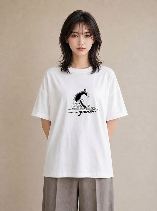グラフィックTシャツ レディース 紙の船 水辺 ナチュラル アンティーク イラスト 手描き風 ペアコーデ 秋コーデ 白T YMAZO