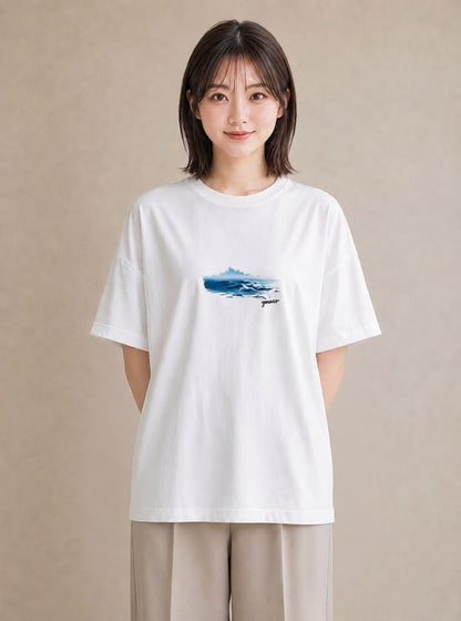 デザインTシャツ レディース 海 星空 宇宙 イラスト 旅行コーデ 親子 20代 白T YMAZO