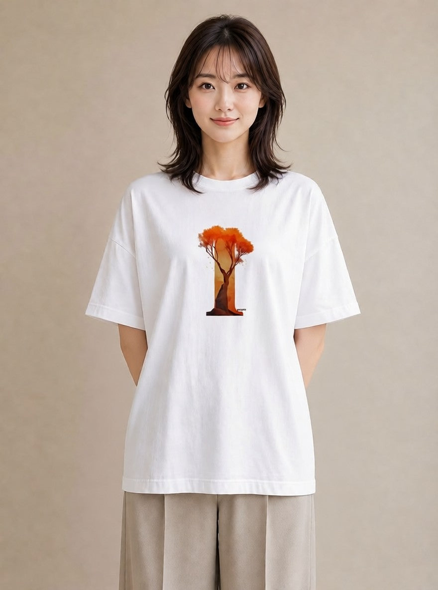 Tシャツ レディース 木 植物 ボタニカル イラスト ポップ カフェ服 クリスマス 白T YMAZO