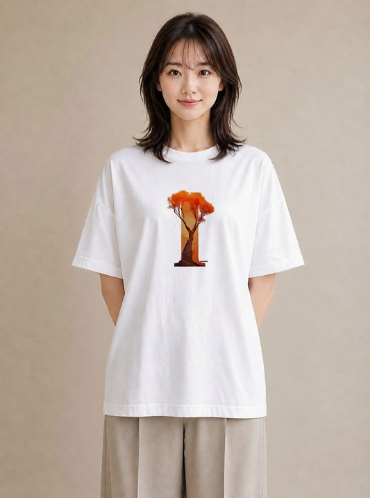 Tシャツ レディース 木 植物 ボタニカル イラスト ポップ カフェ服 クリスマス 白T YMAZO