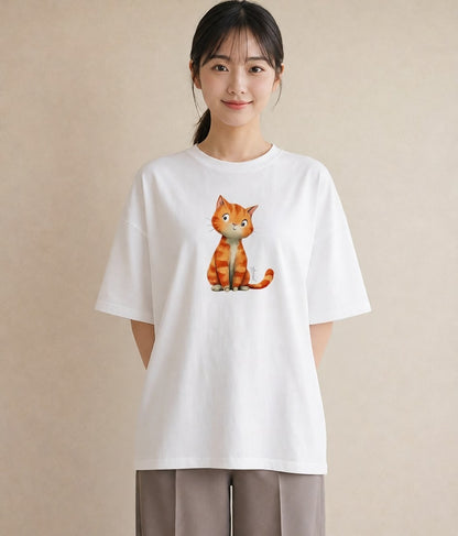 半袖Tシャツ レディース マンチカン 猫 ねこ イラスト 水彩風 女性向けギフト 散歩 白T YMAZO