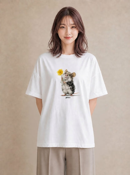 プリントTシャツ レディース ゴールデンハムスター ペット 動物 イラスト きれいめ 敬老の日 ホワイトデー 白T YMAZO