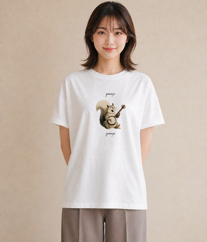 Tシャツ レディース リス ペット 動物 イラスト モード 旅行用 海 白T YMAZO