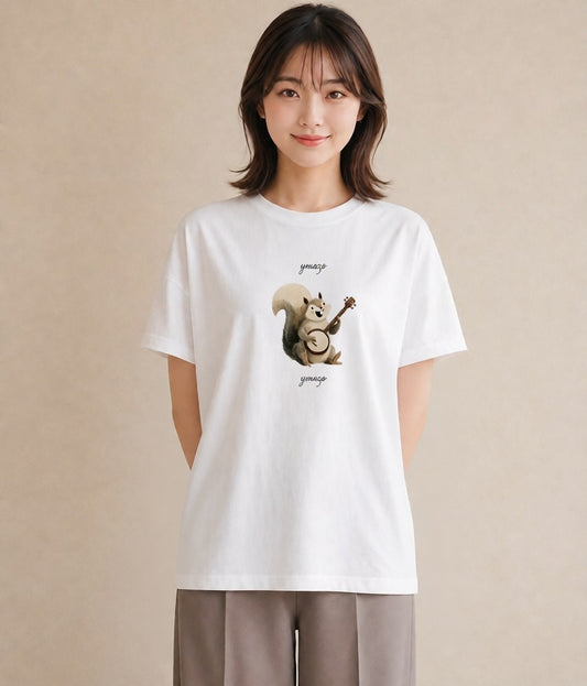Tシャツ レディース リス ペット 動物 イラスト モード 旅行用 海 白T YMAZO
