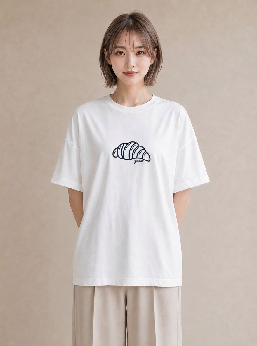 デザインTシャツ レディース パン ベーカリー レトロ イラスト ナチュラル カフェ服 クリスマス 白T YMAZO