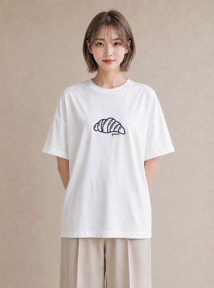 デザインTシャツ レディース パン ベーカリー レトロ イラスト ナチュラル カフェ服 クリスマス 白T YMAZO