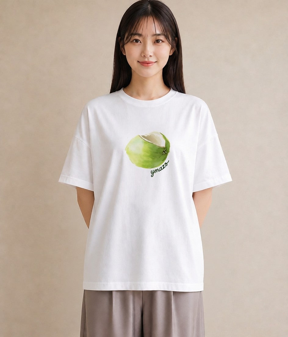 デザインTシャツ レディース パイナップル 食べ物 フード イラスト 線画 女子会 お揃い 白T YMAZO