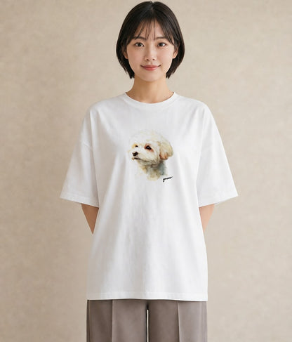 Tシャツ レディース 愛犬 犬 いぬ イラスト カフェコーデ 通学 誕生日プレゼント 白T YMAZO
